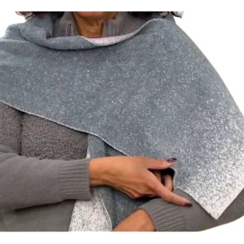 Barefoot Dreams Scarf and Beanie Green Fog Gray Cozy Chic Lite Confetti NEW
